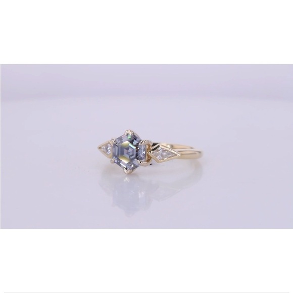 10K Grey Moissanite Ring - Picture 2 of 5